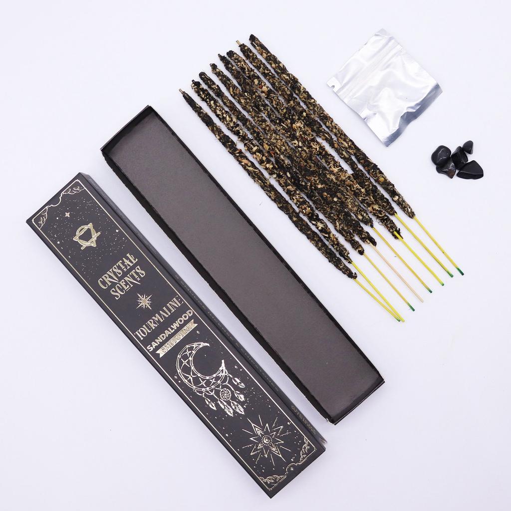 6x Tourmaline Crystal Scents Smudge Incense – Sandalwood