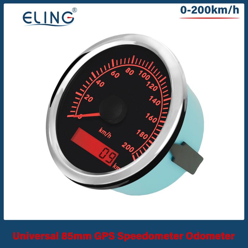 ELING 85mm GPS Speedometer Gauge 0-120km/h 0-160km/h 0-200km/h 0-300km/h for Car Truck Boat with Red Backlight With GPS Antenna