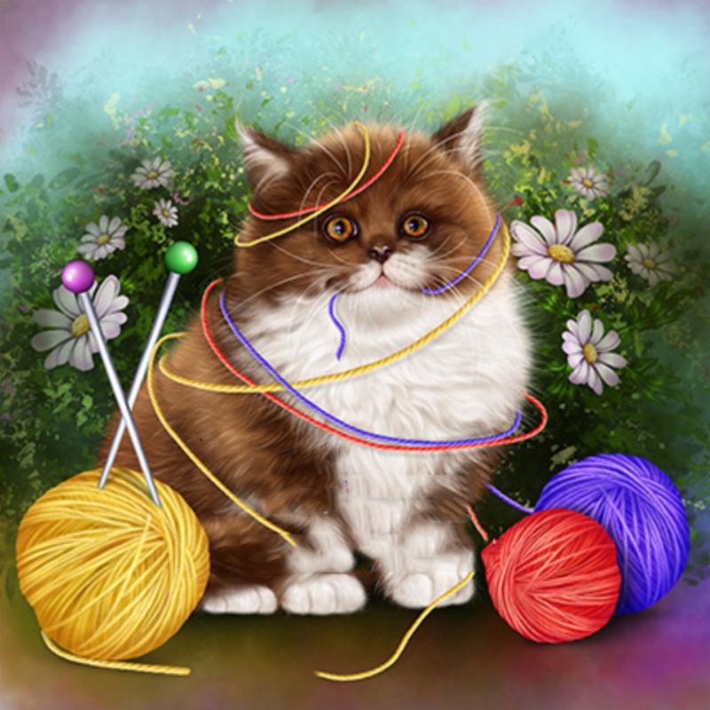 5D DIY Diamond Painting Cat Cross Stitch Kits Diamond Embroidery Animal Needlework Mosaic Full Square Decor For Home