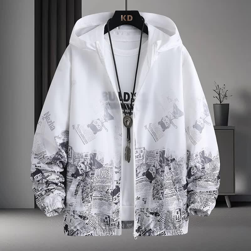 PLAYBOY Men s Quick-Dry UV Protection Hooded Jacket 4XL светло-серый