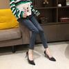 Satin Black High Heels Summer New Pointed Head Shallow Mouth Bag Head Thin Heel Temperament Wear High Heels