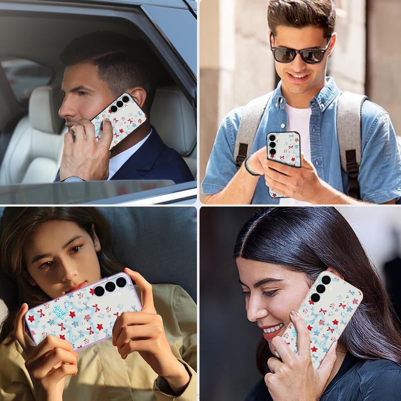 Blue Stars Bowknots Pattern Case For Samsung Galaxy S25 Ultra S24 S23 S22 Plus S21 S25 FE Magnetic For Magsafe Soft Silicone Cover