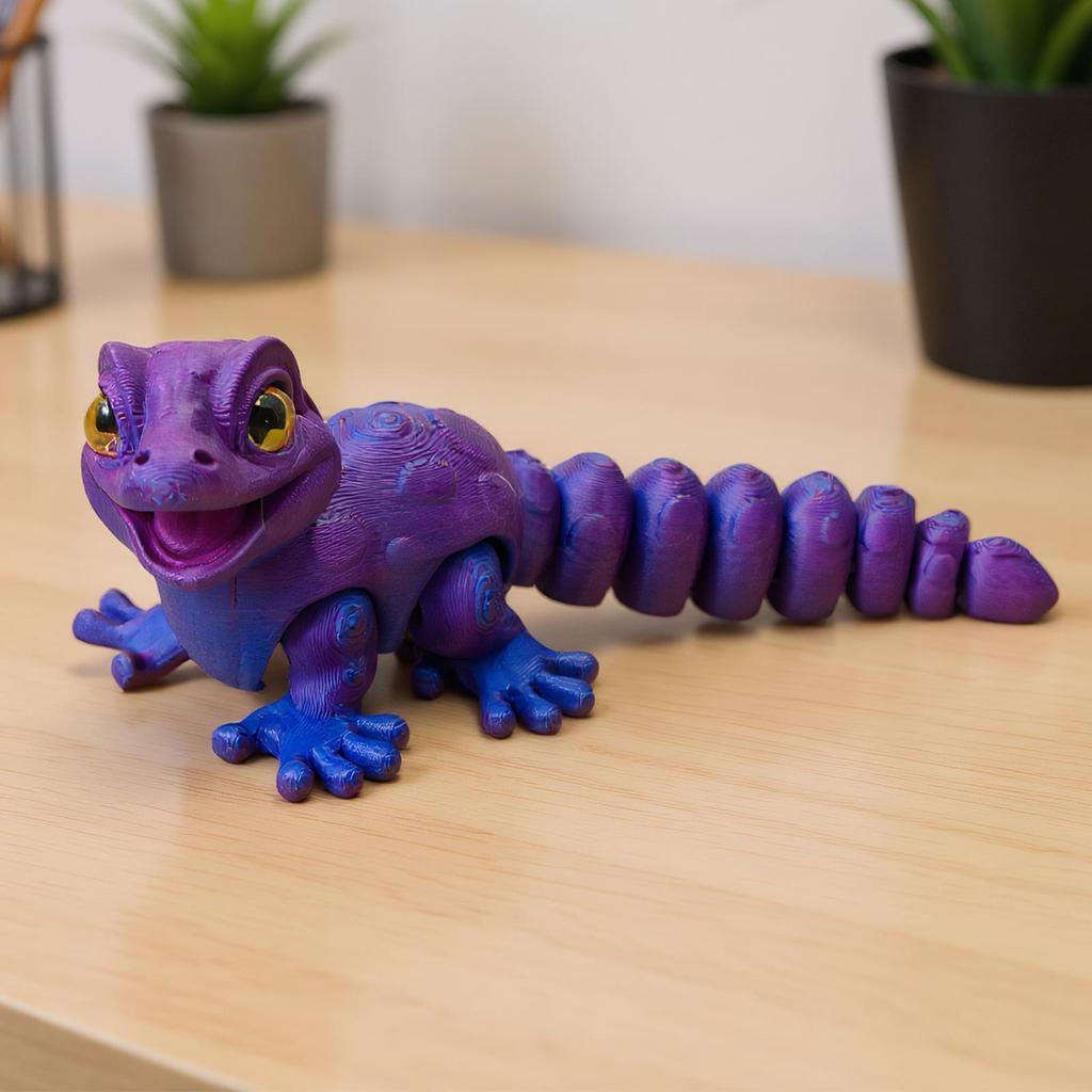 3D Printed Gecko Figurine 3D Printed Lizard Reptile Fidget Toy Reptile Statue Figures Fidget Toys for Kids Boys Girls Bedroom