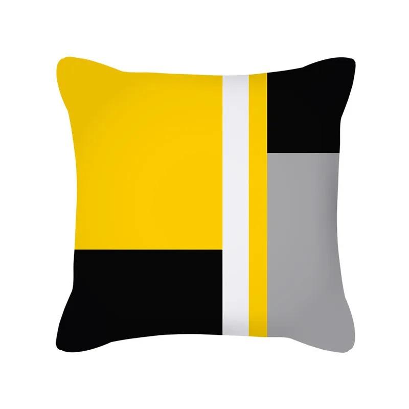 Yellow Pattern Home Decoration Cushion Cover Nordic Style Home Sofa Cushion Cover Black and Gray Striped Plaid Pillow Cover