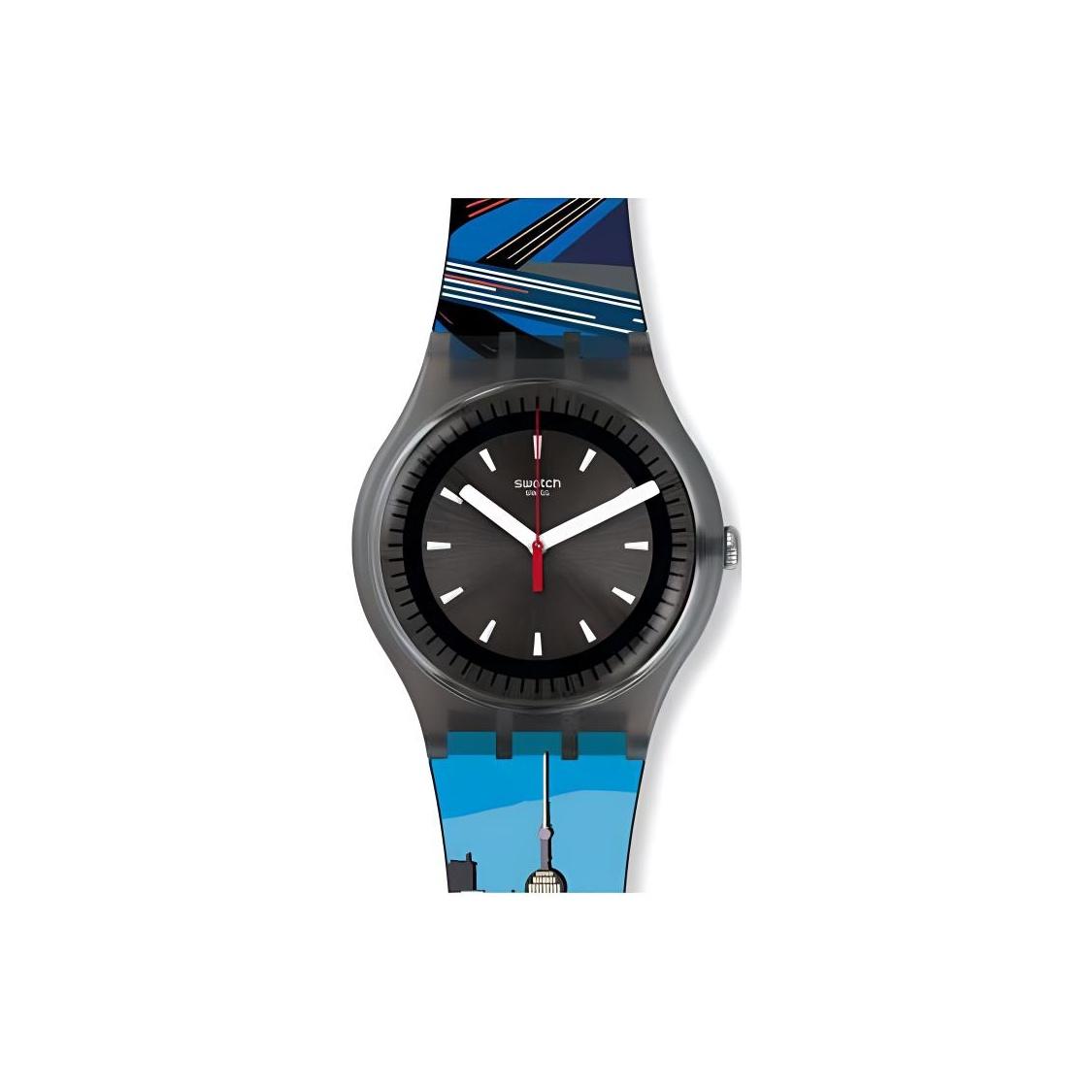 Swatch Men's Blue Destination City Limited Edition Quartz Movet 30M Water Resistant Watch 41Mm Dial Plastic Case Silicone Strap Unisex Watches Suoz271