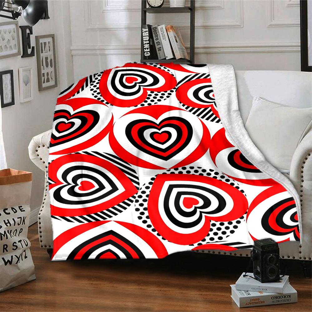 1pc Heart Print Blanket Warm, Cozy, And Soft, Suitable for Sofas, Beds, Cars, And Office Use.Perfect for Camping And Travel, Making It a Great Gift fo