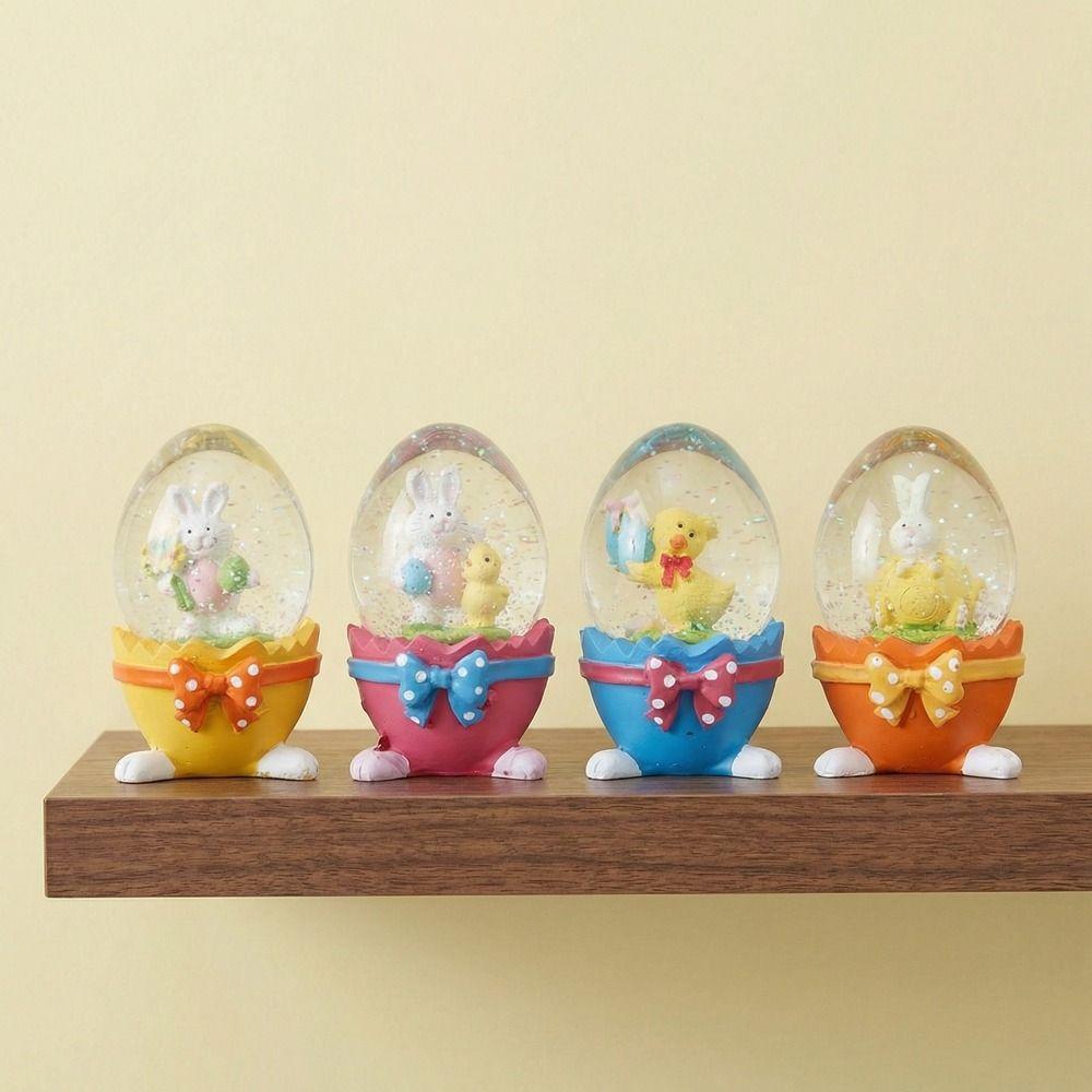 Resin Bunny Rabbit Figurine Glass Rabbit Hugging Eggs Snowball Easter Egg Ornament Gift Giving