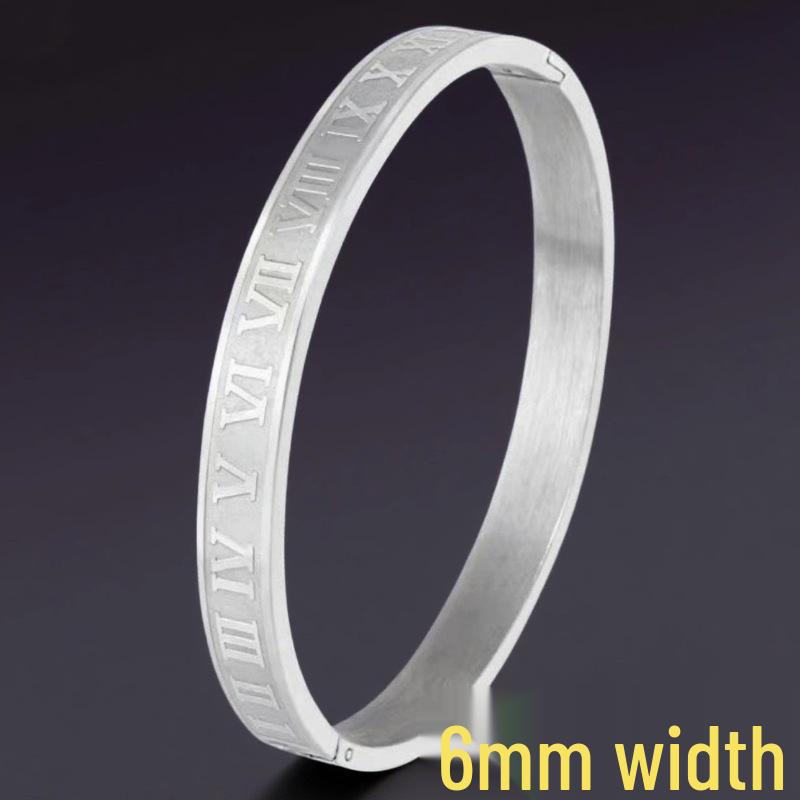 Roman Numeral Titanium Steel Bracelet for Girls - Stylish and Versatile Jewelry