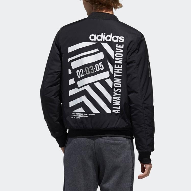 adidas Neo M Pad Bunda Oboustranná Prešívaná Baseballová Bavlnená Bunda Zimná Pánska Bunda Čierna DZ7575