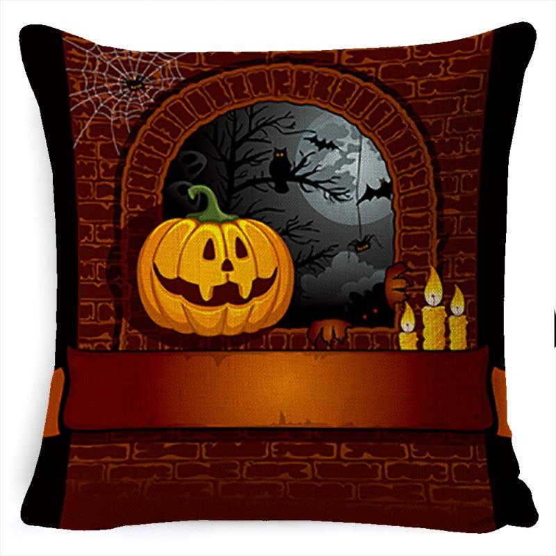 Halloween Pillow Pumpkin Little Witch Horror Cushion Linen Cushion Cover Holiday Party Pillow Cover Bed Backrest