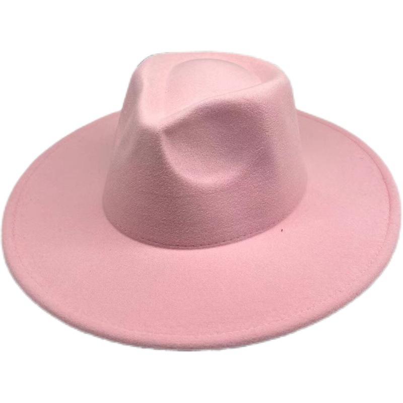 British Hat Retro Woolen Hat Wide Brim Flat Top Top Top Hat Versatile Autumn and Winter Hat Trendy Sun Hat Felt Hat