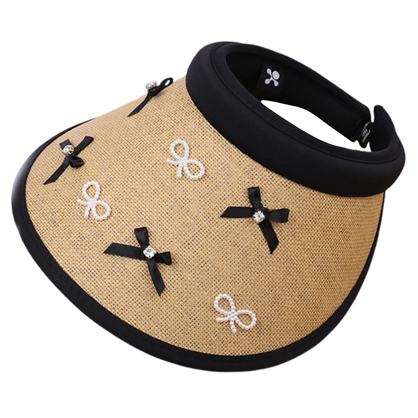 

Женская широкополая пустая шляпа-цилиндр, летняя уличная шляпа с козырьком, регулируемая по размеру головы, солнцезащитная шляпа с наклейками в виде банта для кемпинга 4