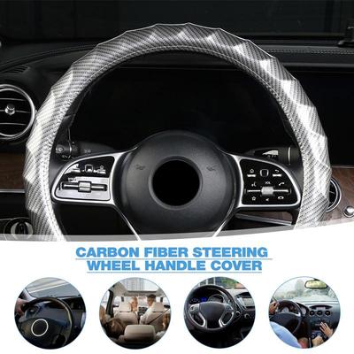 Car Steering Wheel Cover Carbon Fiber Steering Wheel Wrap Sleeve 15-Inch Protector Cover Steering Wheel Sleeve Car Accessories