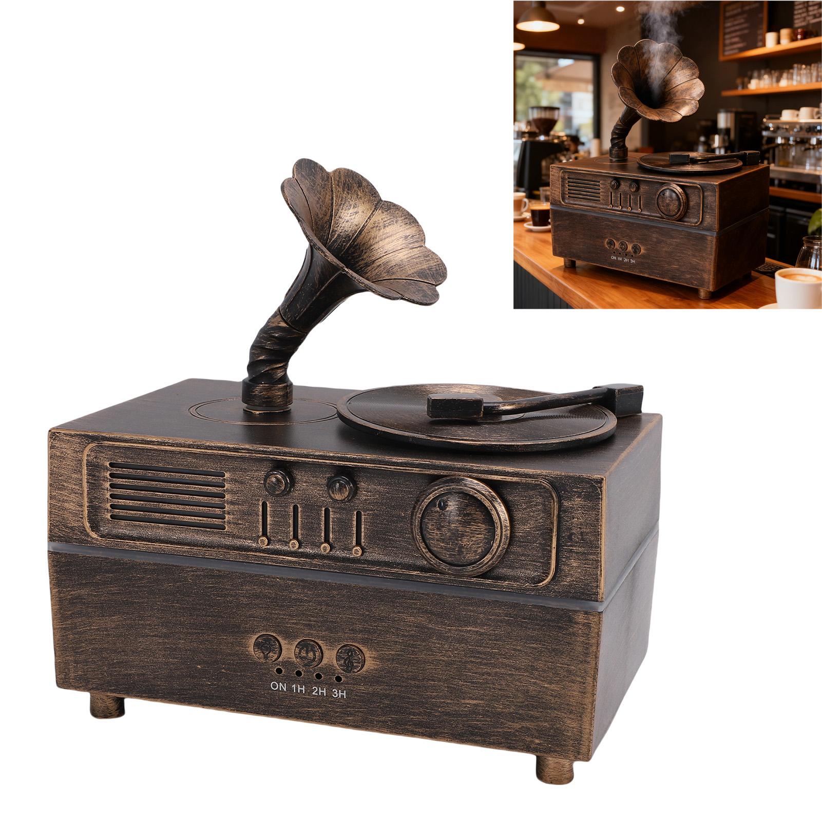 Konnwei Unisex Retro Aromatherapy Humidifier Unique Gramophone Vintage Oil Diffuser Fragrance Cool Mist Humidifier
