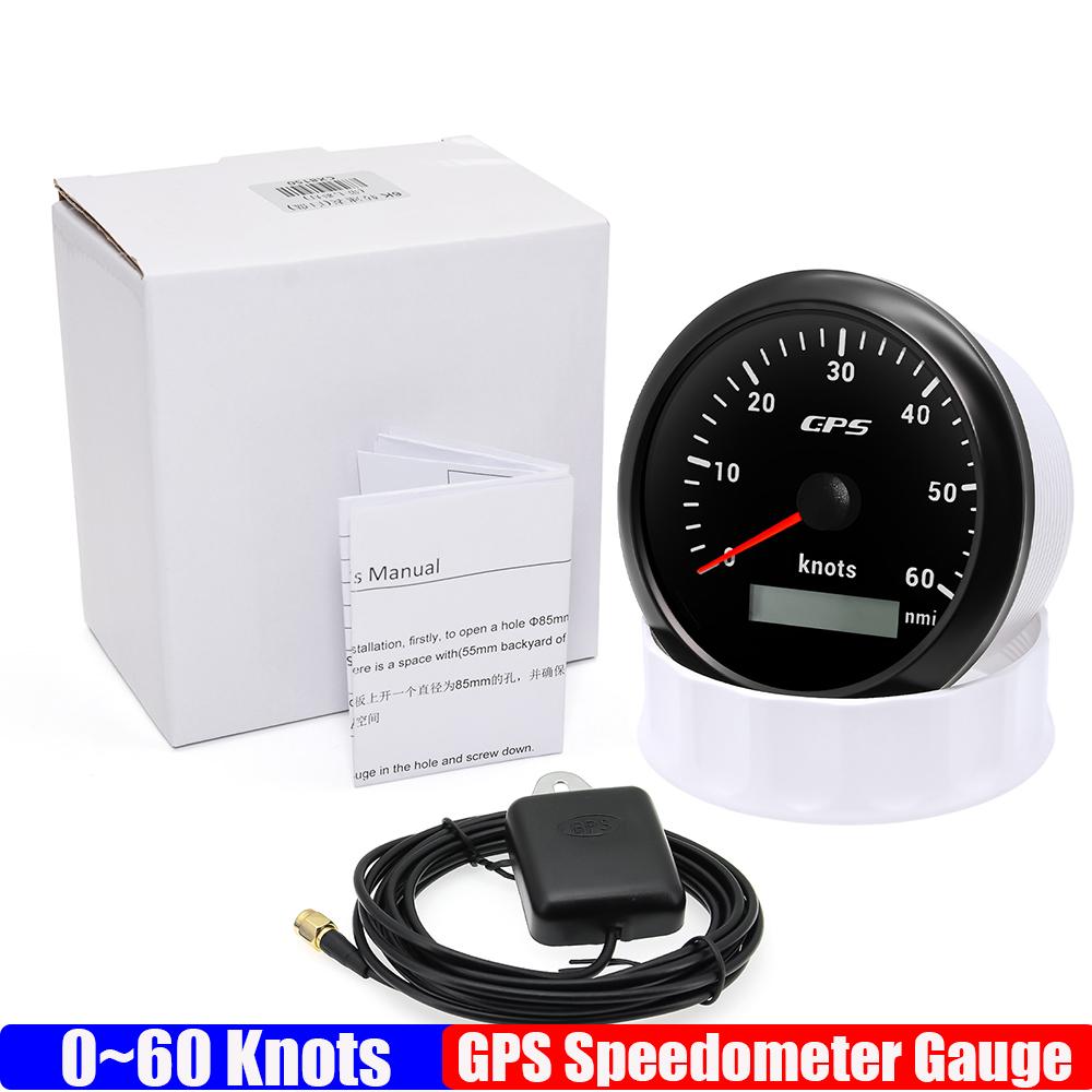 7 Color Backlight 0~30 Knots 85MM GPS Speedometer Gauge with GPS Antenna 0~60 Knots Odometer for Marine Car Boat Yacht 12V24V