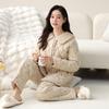 Pajamas Women'S Winter Three-Layer Thickened Fleece Woven Padded Cotton Women'S Autumn And Winter Coral Fleece Winter Padded Jacket Loungewear