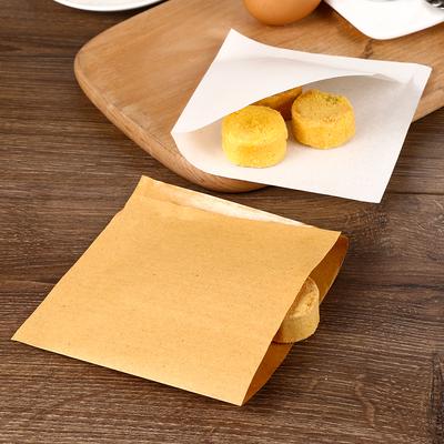 100PCS Portable Bakery Kraft Biscuits Bag Oilproof Paper Solid Color Donut Wrapping Bread Packing