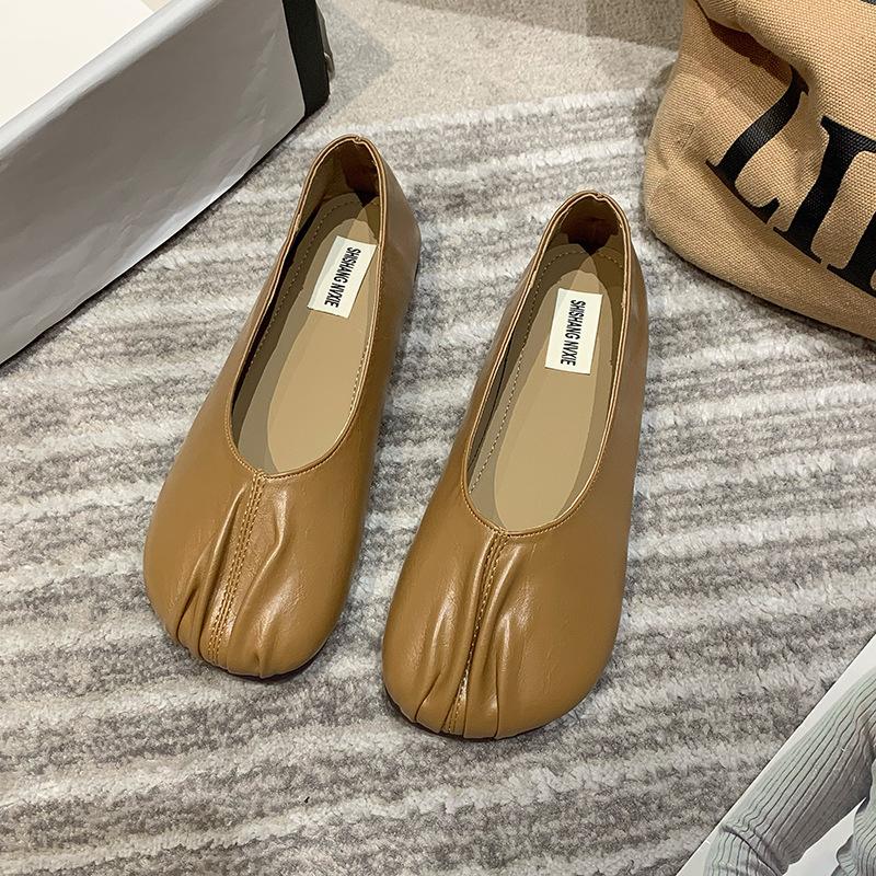 Туфли бабушки женские на плоской подошве новые модели универсальная обувь для беременных нескользящие туфли-лодочки с мягкой подошвой четыре сезона Doudou shoes tide 35 абрикосовый 2224₽