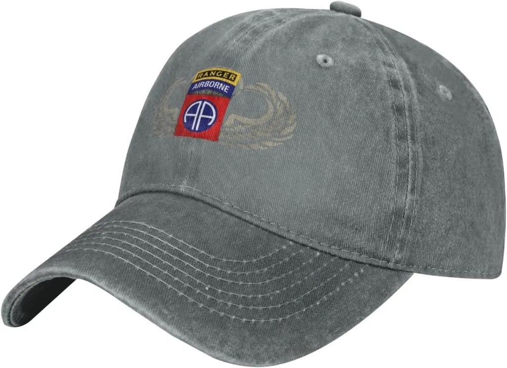Nd Airborne Division with Ranger Cowboy Hats for Unisex Women Adjustable Washed Baseball Cap
