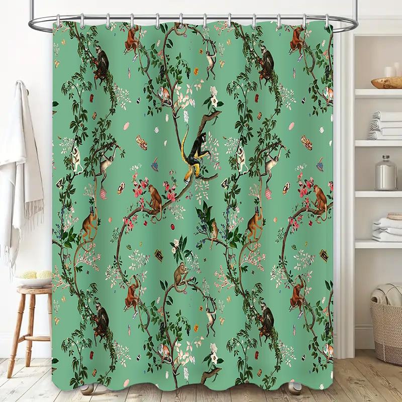 Botanical Birds Shower Curtain Vintage Floral Pattern Bathroom Decor Nature Landscape Fabric Backdrop Waterproof Modern Farmhous