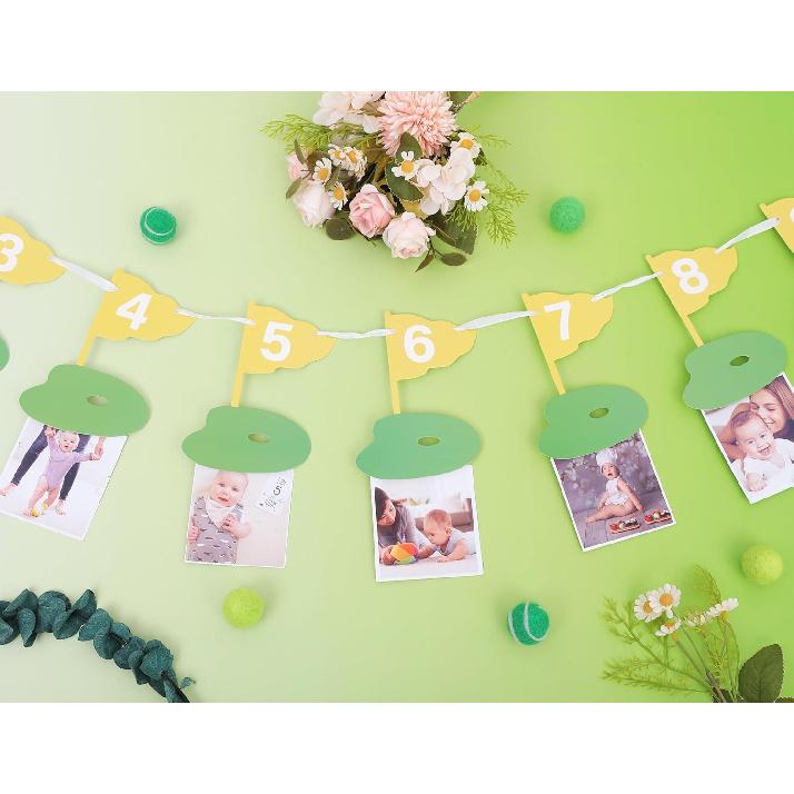 Golf 12 Monthly Photo Banner - Hole In One Milestone Banner, Newborn to 12 Months, Yellow