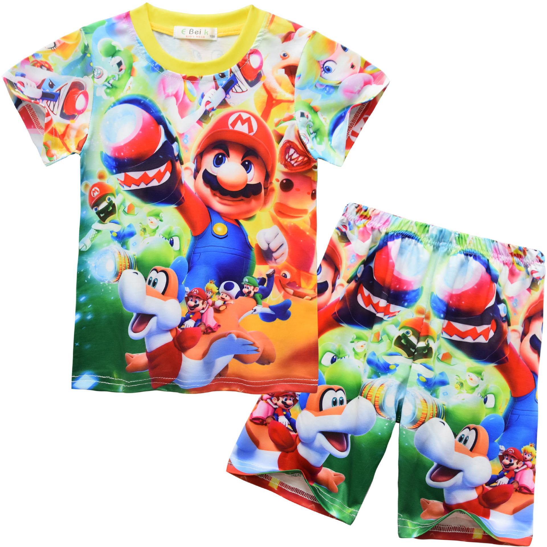 Children S Suits, Animated Cartoon Digital Printing, Clothing, Children S Short-Sleeved Loungewear Suits 100