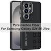 Magnetic Phone Case For Samsung Galaxy S24 S25 S26 Ultra Plus Edge FE Pure Carbon Fiber Case Alloy Button Lens Protection Cover