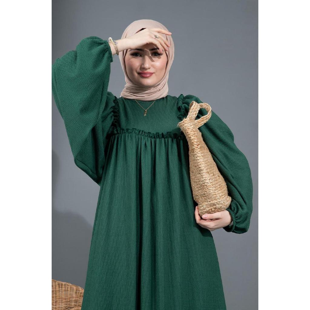 Ruffled Robe Wrap Dress-black