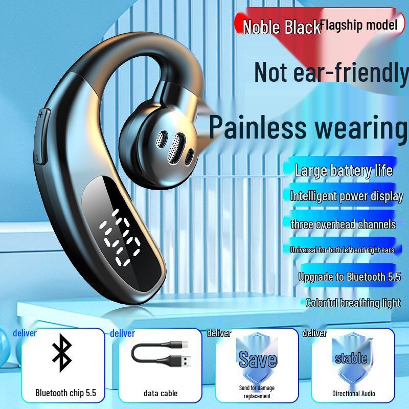 F80 Bluetooth Earphones: Over-Ear, Air Conduction, Single-Ear with Digital Display