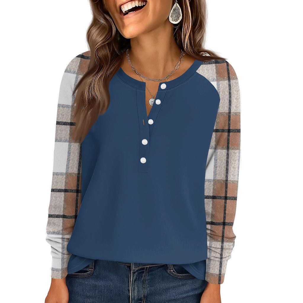 Women's Fashion  Loose Long Sleeve Round Neck Casual Top