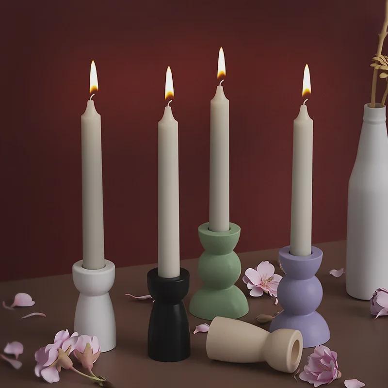 Geometric Cylindrical Semi-circular Candle Holder Mold DIY Crystal Dropper Plaster Ornament Candle Holder Mold Candle Base Mold