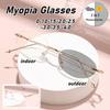 Men Women Fashion New Business Rimless Cut Edge Photochromic Myopia Glasses Fashion Design Anti-Blue Light Glasses To-4.0