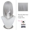 40cm Anime Synthetic White Purple Cosplay Wigs Short Green Hair Straight Silver Wig Pink Hairpiece Short Wig with Bangs