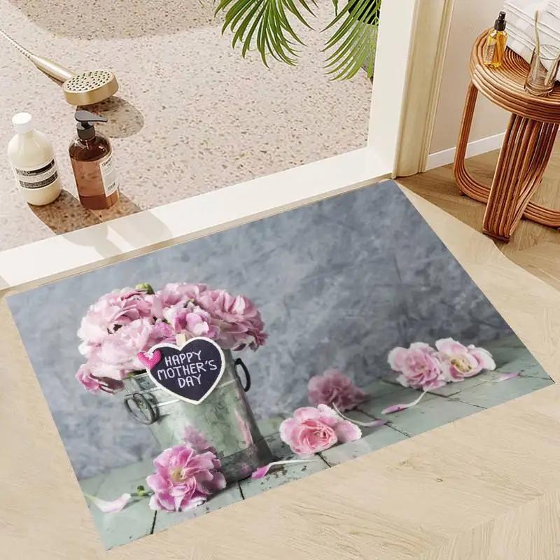 Mother's Day Theme Floor Mat Door Mat Washable Non-Slip Living Room Sofa Chairs Area Mat Kitchen Doormat Area Rug KId Play Mats