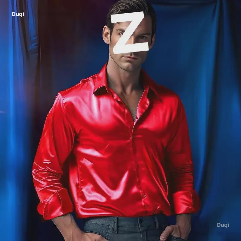 Cămașă de modă strălucitoare cu mânecă lungă pentru bărbați pentru toamnă/iarnă - ținute casual pentru club de noapte 2023