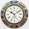 Wooden Hand-Painted Wall Analog Clock  / With Seconds Needle / Roman Numerals