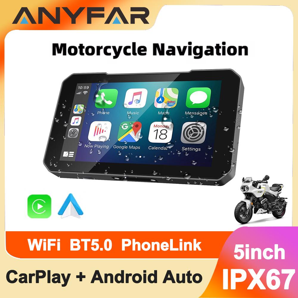 5-дюймовый сенсорный экран Мотоциклетный экран CarPlay Поддержка беспроводного CarPlay и Android Auto IP67 Водонепроницаемый
