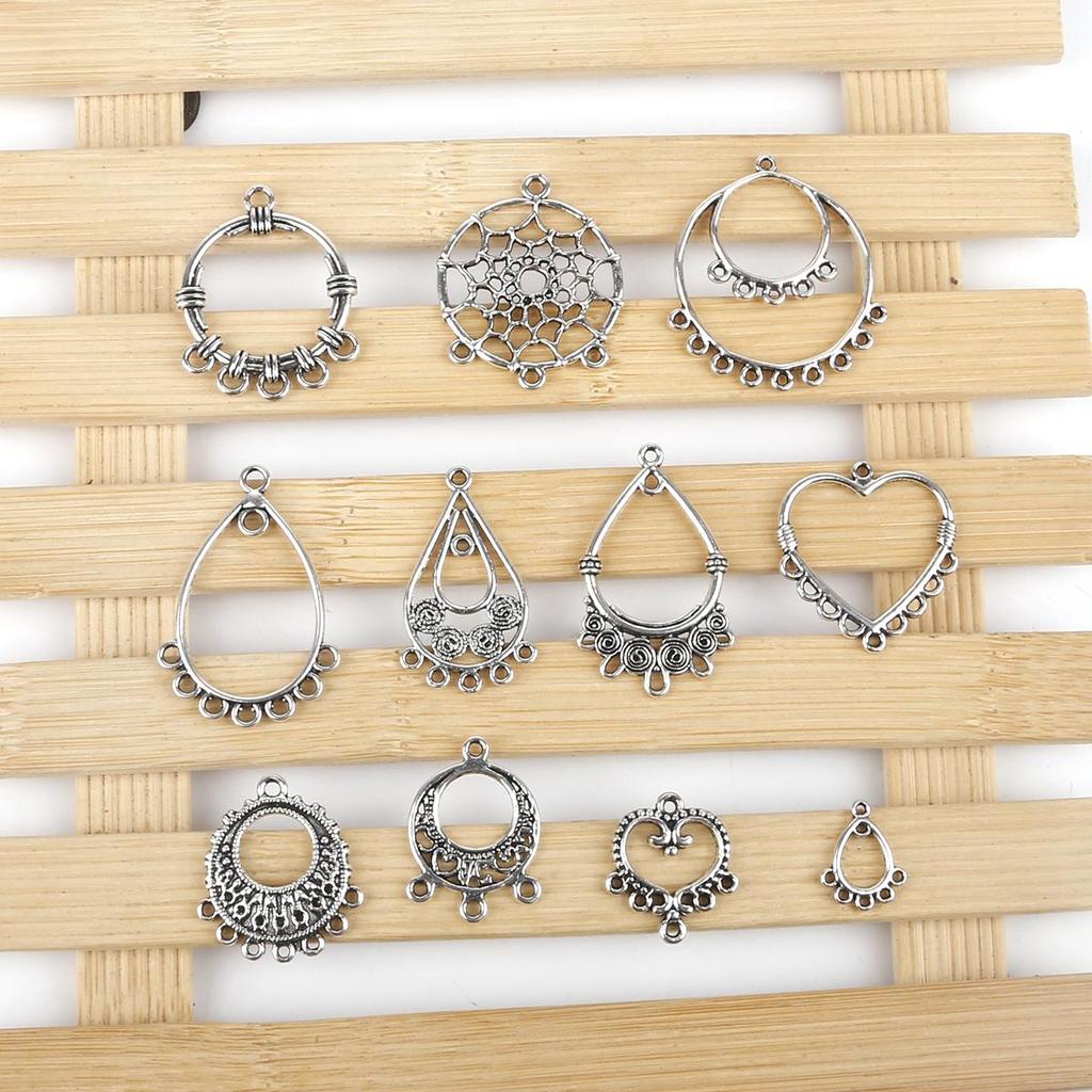 10 stk flere hull sølv sinklegering anheng for smykkekomponenter gjør DIY øredobber halsbånd armbånd
