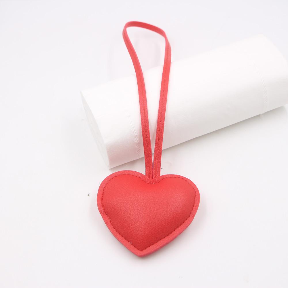 Leather Heart Handbag Pendant with Knotted Lanyard