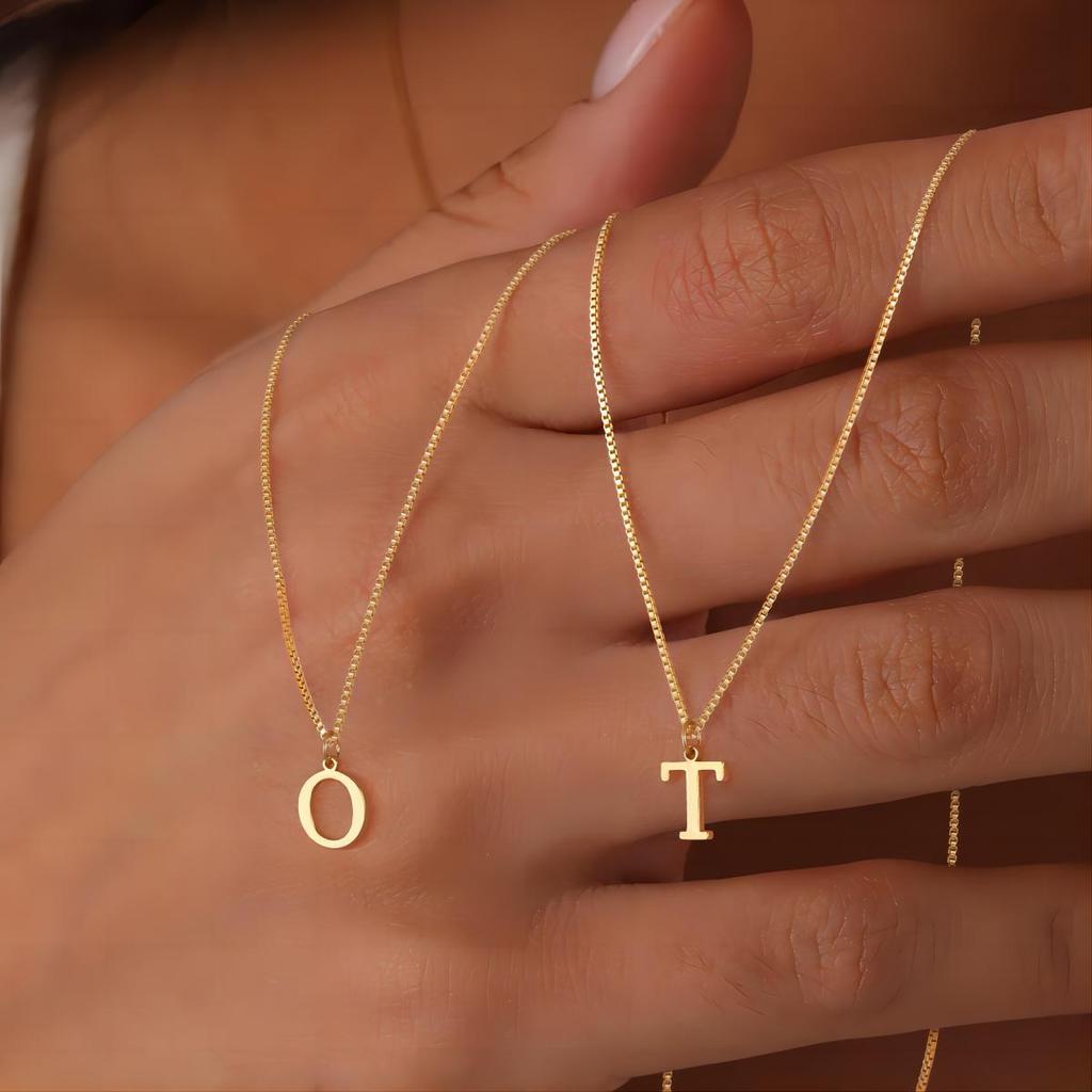 CARLIDANA Dainty Stainless Steel Gold Plated Initial Letter A-Z Pendant Choker Personalized Name Necklace for Girls Gift