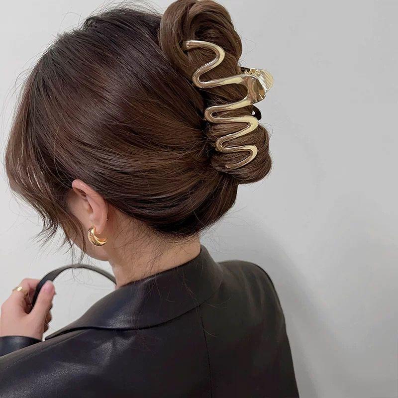 Vintage Large Metal Hairpins Clips Fashion Geometric Hollow Out Hair Claws For Women Headwear Girls Party Hair Jewelry Gift