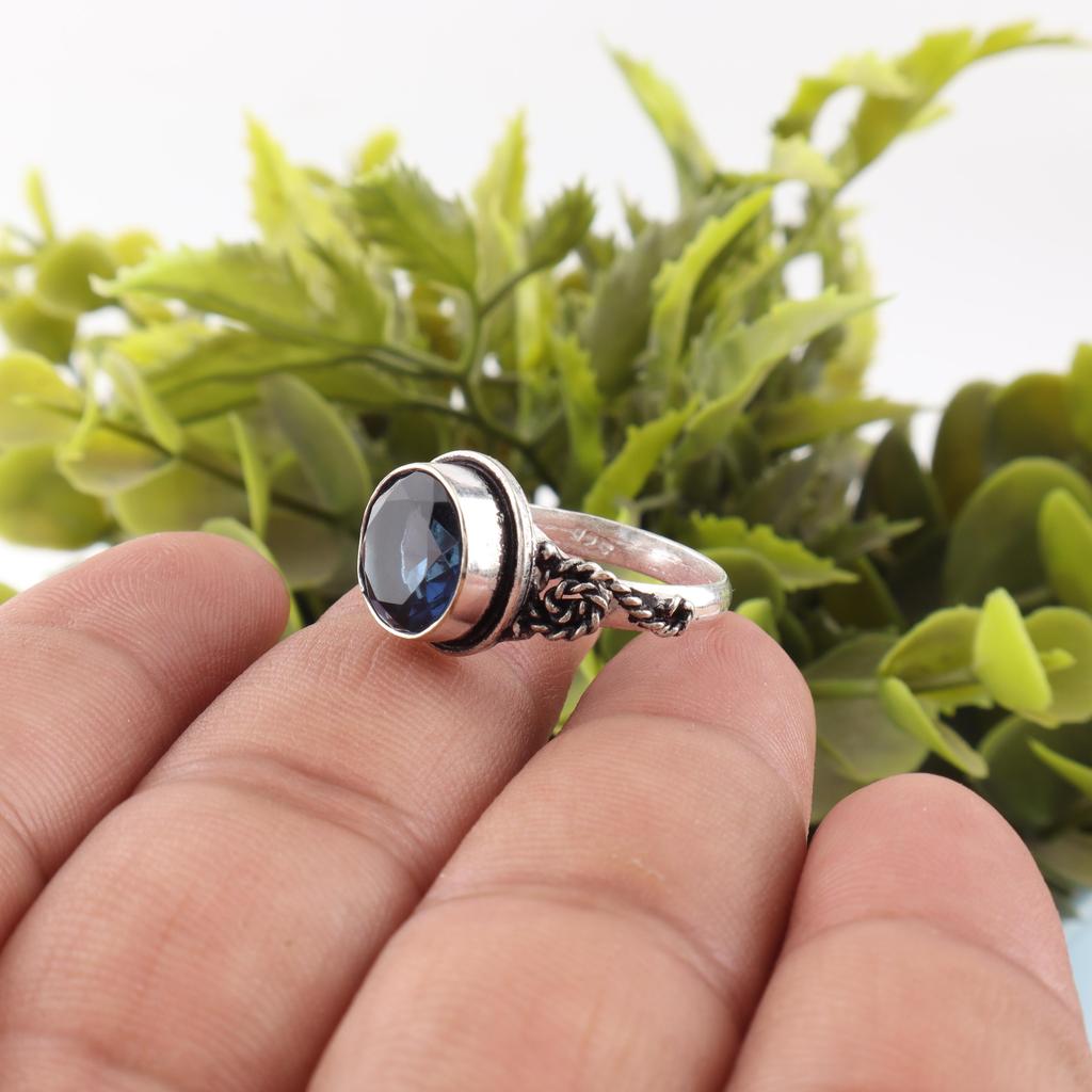 London Blue Topaz 925 Solid Sterling Silver Ring, Handmade Gemstone Ring Jewelry, Gifts For Wife Brand New Ring