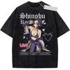 Unisex Washed Black Vintage Tshirt Demon Slayer Shinobu Kocho Highquality Fabric for Home Leisure Travel Shopping