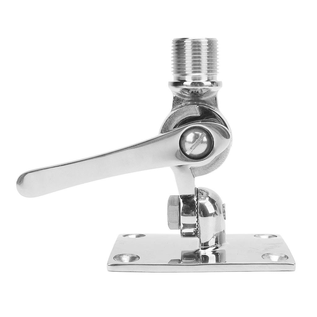Marine VHF Antenna Mounts Polished 316 Stainless Steel Adjustable Ratchet Antenna Base Mount for Boat 1 Inch Antenna