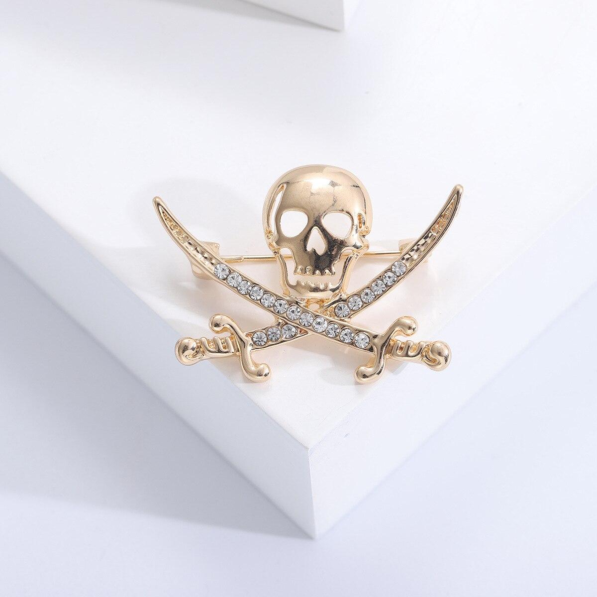 Blucome модный тренд преувеличение субкультуры инкрустированный бриллиантами брошь в виде черепа аксессуары для одежды на Хэллоуин булавка