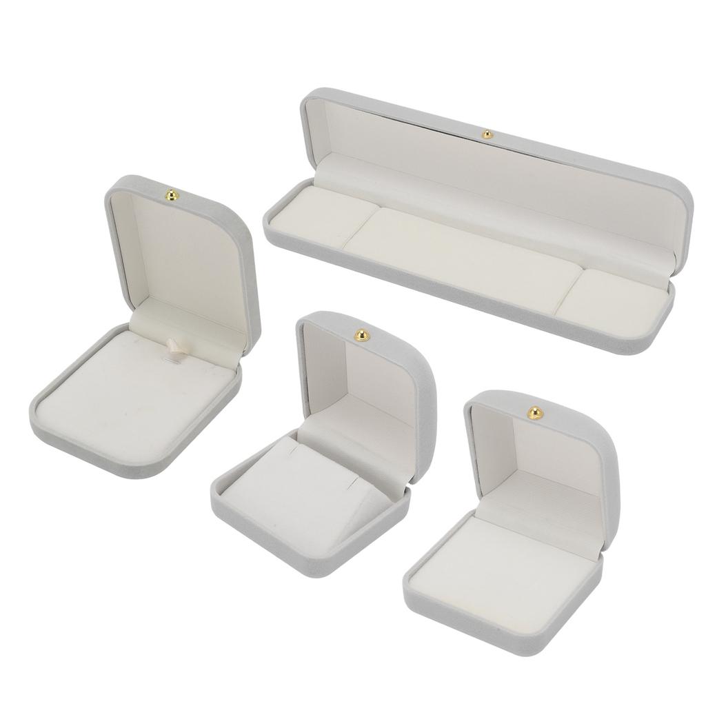 Jewelry Gift Box Cushioning Soft Lining Exquisite Lightweight Portable Small Jewelry Case Light Gray
