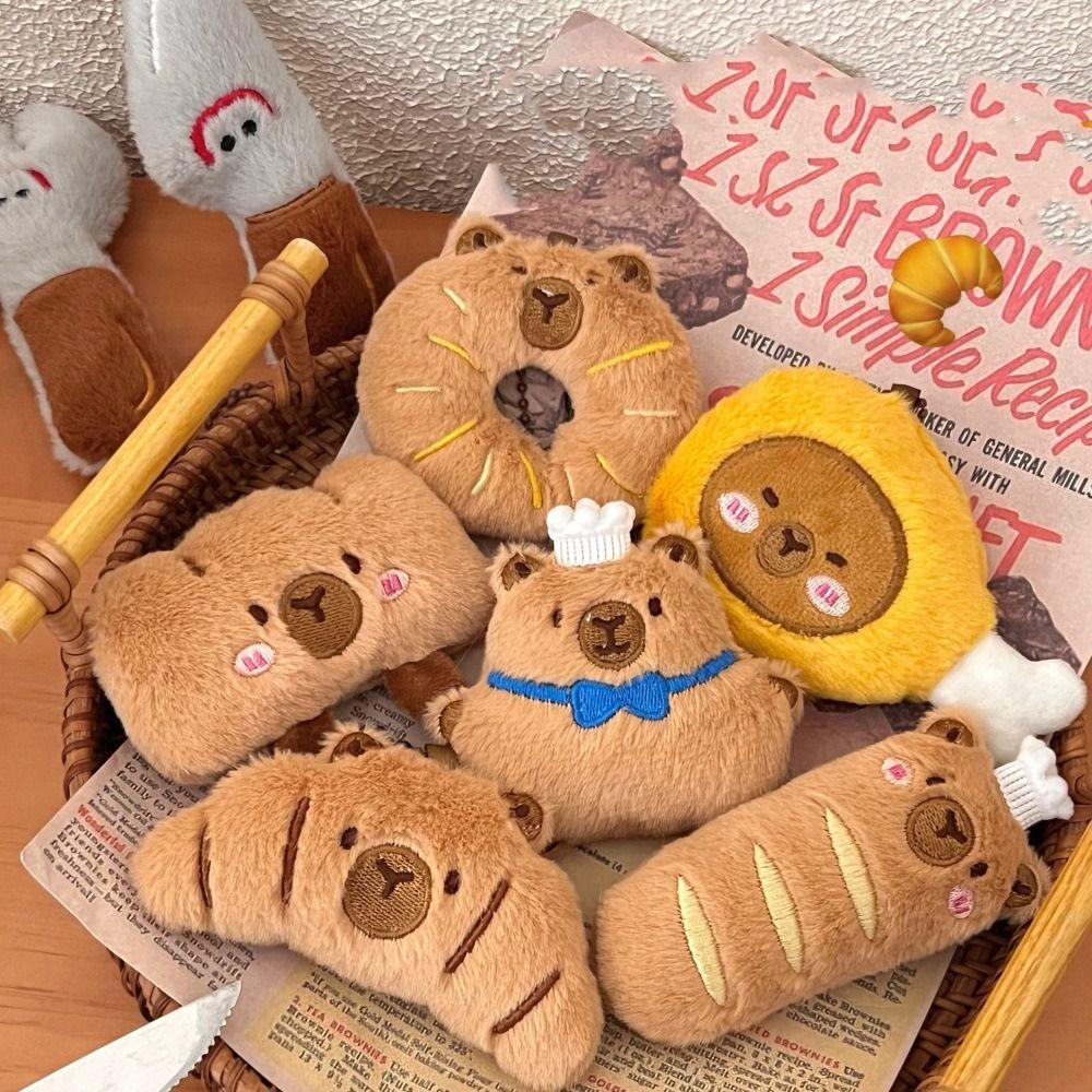 Croissant Capybara Pendant Decoration Plush Bread Key Chain Creative Food Plush Keychain  Couple