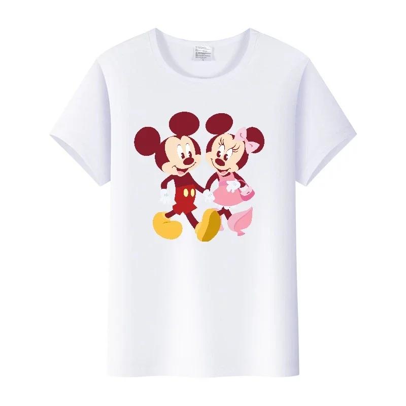 Casual Cartoon Minnie Summer Blouses T-shirt White 2000s Tees Tshirt Mickey Mouse Tops Oversized Clothes Unisex