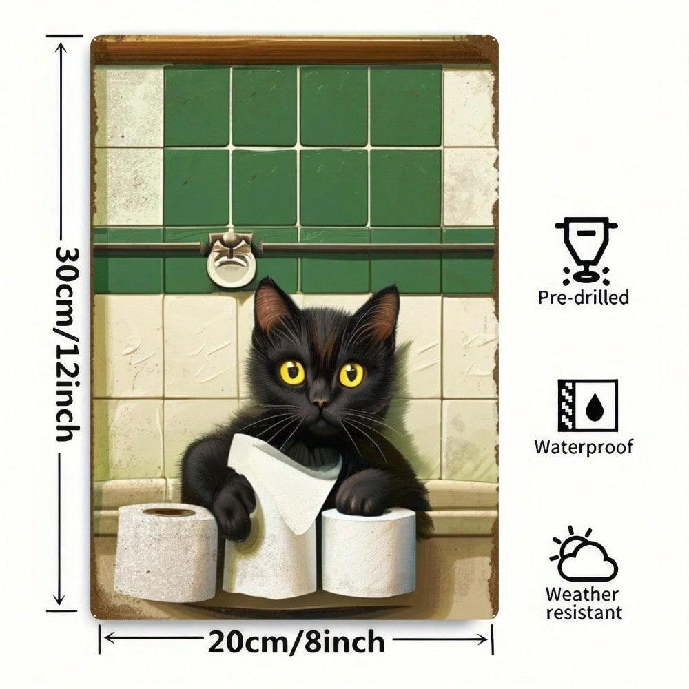 Gothic Black Cat Tin Sign Vintage Wall Decor Metal Art 8x12 Inch Retro Home Bar Cafe