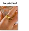 18k Gold Plated Geometric Multi-layer Titanium Steel Hollow Ring